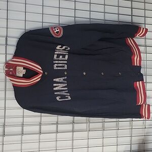 '47 Canadiens Men's Snap-button Sweater Size XL Dark Blue and Red